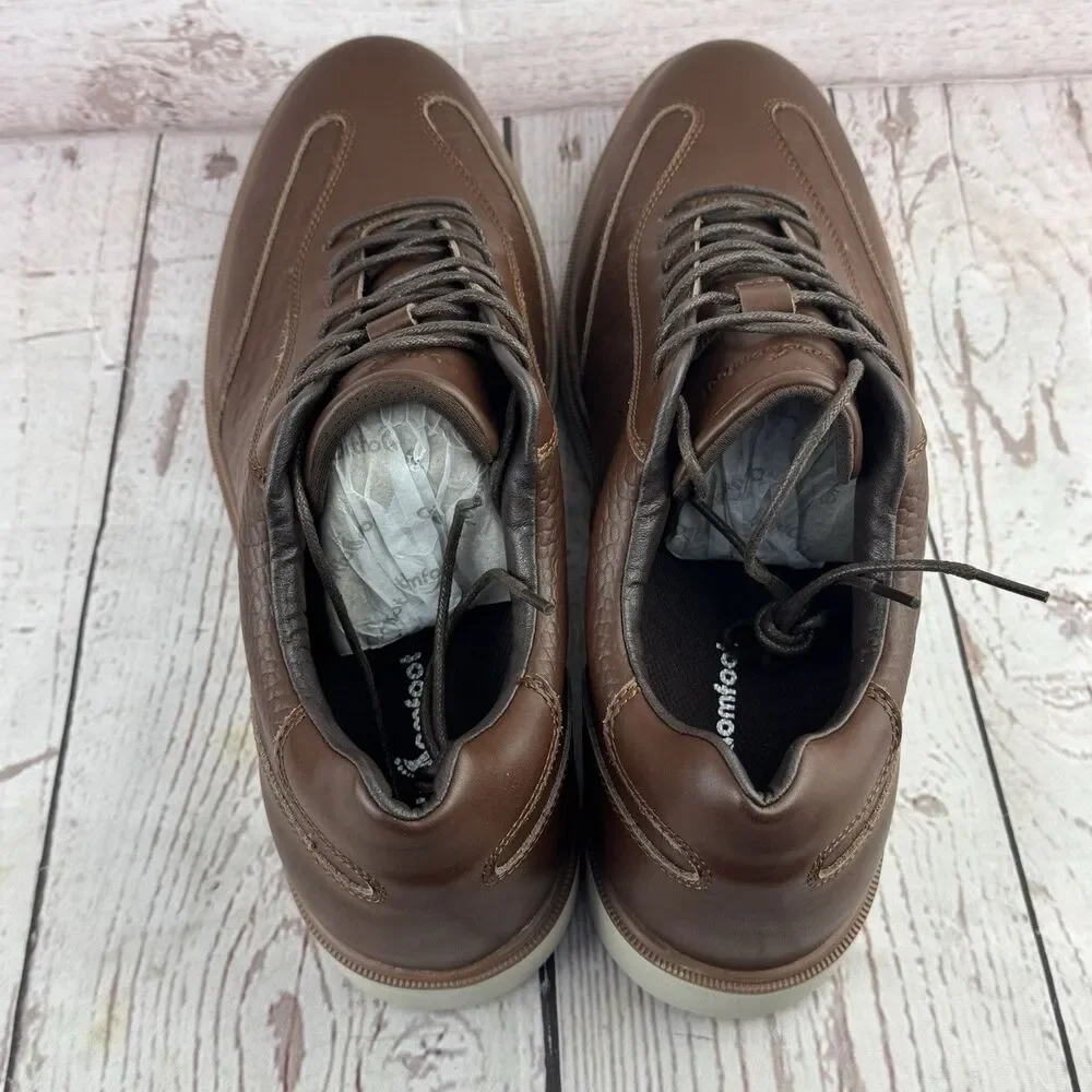 OrthoComfoot Mens Orthopedic Leather Dress Walking Shoes Dark Brown Size 12